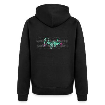 Apotheker Abschluss-Geschenk Drogistin - Unisex Premium Bio Zip Hoodie - Schwarz - Hinten - Nico (187cm)