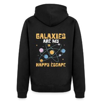 Galaxies Are My Happy Escape Funny Astronomy - Unisex Premium Bio Zip Hoodie - Schwarz - Hinten - Nico (187cm)