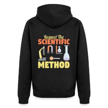 Respect the Scientific Method Science Teacher Geek - Unisex Premium Bio Zip Hoodie - Schwarz - Hinten - Nico (187cm)