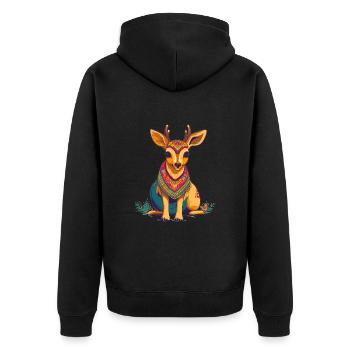 Süßer Anime -Stil Sika Deer Kawaii - Unisex Premium Bio Zip Hoodie - Schwarz - Hinten - Nico (187cm)