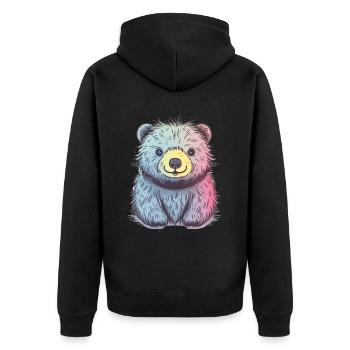 Süßer Anime -Stil Faultier Bär Kawaii - Unisex Premium Bio Zip Hoodie - Schwarz - Hinten - Nico (187cm)