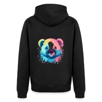 Cute Anime Style Sloth Bear Kawaii - Unisex Premium Organic Zip Hoodie - black - Back - Nico (187cm)