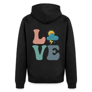 Meteorologie Wetterfrosch Meteorologe - Unisex Premium Bio Zip Hoodie - Schwarz - Hinten - Nico (187cm)