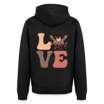 Niedlicher Mothman Kryptozoologie Kryptide - Unisex Premium Bio Zip Hoodie - Schwarz - Hinten - Nico (187cm)