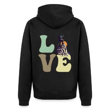 Bergsteigen Bergsteiger Wandern - Unisex Premium Bio Zip Hoodie - Schwarz - Hinten - Nico (187cm)