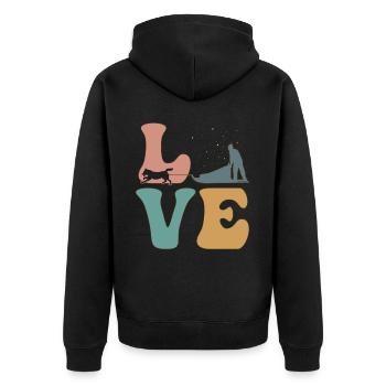 Mushing Schlittenhund Schlittenhundeführer - Unisex Premium Bio Zip Hoodie - Schwarz - Hinten - Nico (187cm)