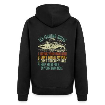 Ice Fishing Ice Fishing Ice Hole Fishing - Unisex Premium Organic Zip Hoodie - black - Back - Nico (187cm)