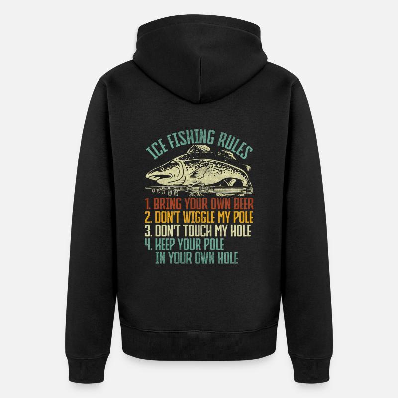 Eisfischen Eisangeln Eisloch Angeln - Unisex Premium Bio Zip Hoodie - Schwarz