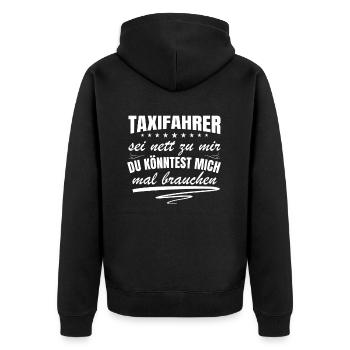 Taxifahrer Gehalt und Verdienstmöglichkeiten - Unisex Premium Bio Zip Hoodie - Schwarz - Hinten - Nico (187cm)