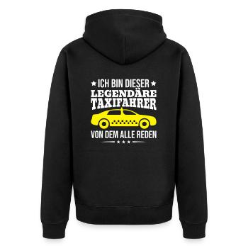 Taxifahrer Sauberkeit und Gepflegtes Fahrzeug - Unisex Premium Bio Zip Hoodie - Schwarz - Hinten - Nico (187cm)