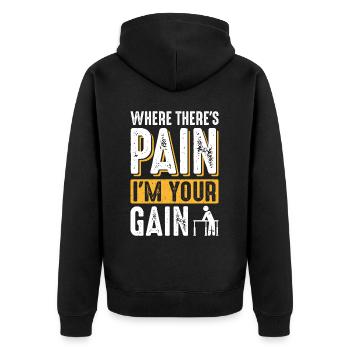 Là où il y a de la douleur, je suis ton gain - Veste à capuche bio Premium Unisexe - noir - Dos - Nico (187cm)