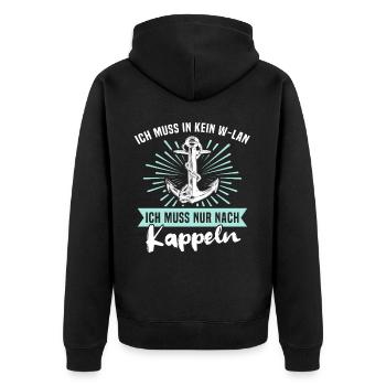 Kappeln Kappelner - Unisex Premium Bio Zip Hoodie - Schwarz - Hinten - Nico (187cm)