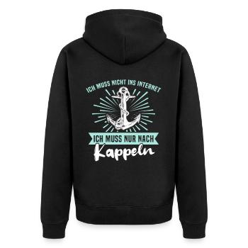 Kappeln Kappelner - Unisex Premium Bio Zip Hoodie - Schwarz - Hinten - Nico (187cm)
