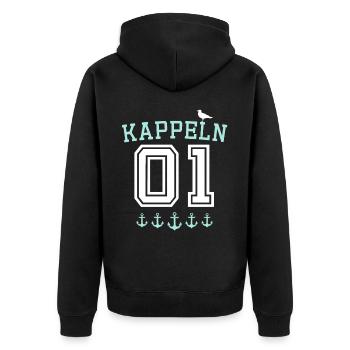 Kappeln Kappelner - Unisex Premium Bio Zip Hoodie - Schwarz - Hinten - Nico (187cm)