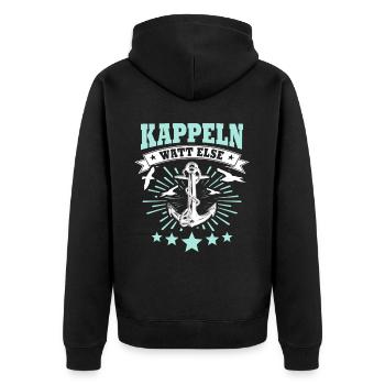 Kappeln Kappelner - Unisex Premium Bio Zip Hoodie - Schwarz - Hinten - Nico (187cm)