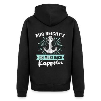 Kappeln Kappelner - Unisex Premium Bio Zip Hoodie - Schwarz - Hinten - Nico (187cm)