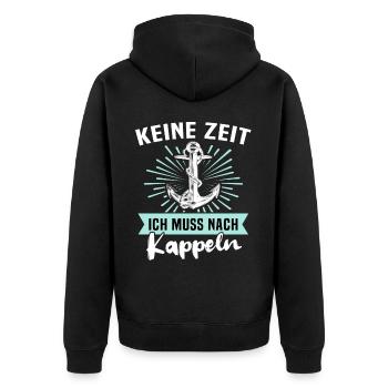 Kappeln Kappelner - Unisex Premium Bio Zip Hoodie - Schwarz - Hinten - Nico (187cm)