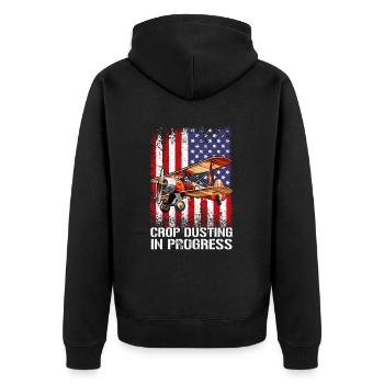 Certified Crop Duster - Unisex Premium Organic Zip Hoodie - black - Back - Nico (187cm)