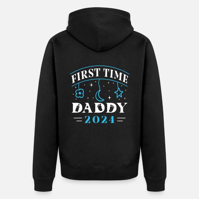 First Time Daddy 2024 - Unisex Premium Bio Zip Hoodie - Schwarz