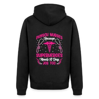 Drôle Psychiatrique - Veste à capuche bio Premium Unisexe - noir - Dos - Nico (187cm)