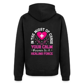 Soins infirmiers psychiatriquesPsychiatrique - Veste à capuche bio Premium Unisexe - noir - Dos - Nico (187cm)