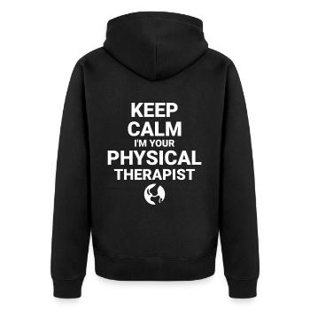 Restez calme, je suis votre kinésithérapeute - - Veste à capuche bio Premium Unisexe - noir - Dos - Nico (187cm)
