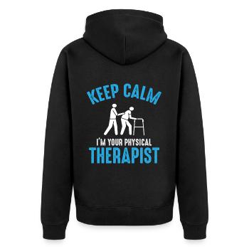 Stay calm, your therapist is there – Expert - Unisex Premium Organic Zip Hoodie - black - Back - Nico (187cm)