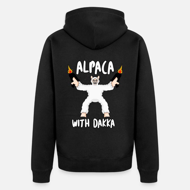 Alpaga avec Dakka Alpagas - Veste à capuche bio Premium Unisexe - noir