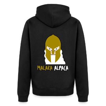 Malaka Alpaca - Unisex Premium Bio Zip Hoodie - Schwarz - Hinten - Nico (187cm)