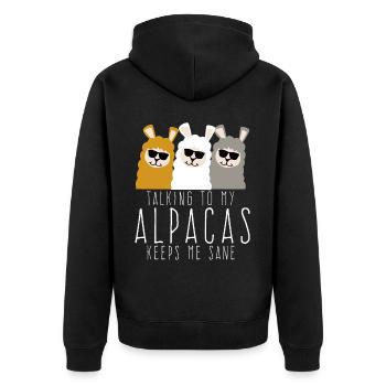 Alpacas Sunglasses Alpaca - Unisex Premium Bio Zip Hoodie - Schwarz - Hinten - Nico (187cm)