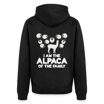 Alpaca and Sheep Family - Unisex Premium Bio Zip Hoodie - Schwarz - Hinten - Nico (187cm)