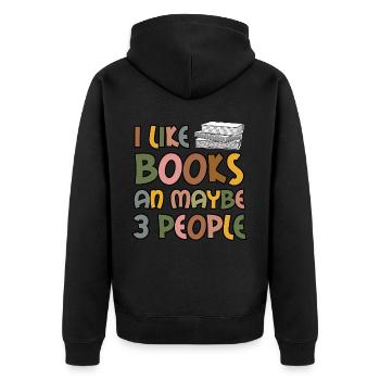 Reading Book Read Books Bookworm - Unisex Premium Organic Zip Hoodie - black - Back - Nico (187cm)