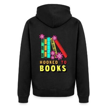 Book Read Books Bookworm Reading - Unisex Premium Organic Zip Hoodie - black - Back - Nico (187cm)