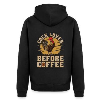 Cock Lover Before Coffee Chicken Coop Coffee Lover - Unisex Premium Organic Zip Hoodie - black - Back - Nico (187cm)