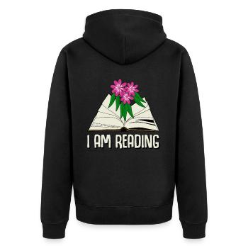 Reading Books Book Bookworm - Unisex Premium Bio Zip Hoodie - Schwarz - Hinten - Nico (187cm)