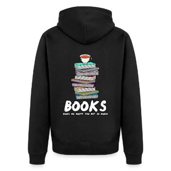 Books Reading Book Tea Cup Bookworm - Unisex Premium Bio Zip Hoodie - Schwarz - Hinten - Nico (187cm)