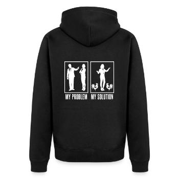 Cock Lover My Problem My Pictogram Mom Dad Poultry - Unisex Premium Bio Zip Hoodie - Schwarz - Hinten - Nico (187cm)