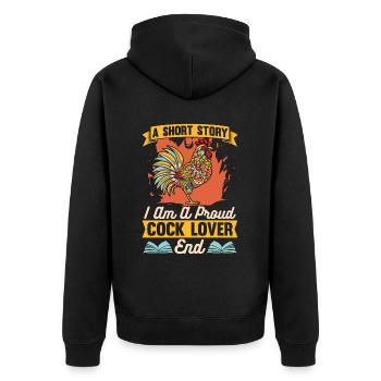 Cock Lover A Short Story I Am Chicken Coop Farmer - Unisex Premium Bio Zip Hoodie - Schwarz - Hinten - Nico (187cm)
