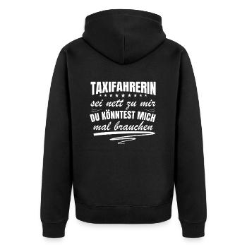 Taxifahrer Freundlichkeit Lustiger Taxifahrer - Unisex Premium Bio Zip Hoodie - Schwarz - Hinten - Nico (187cm)