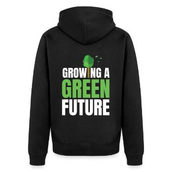 Growing a Green Future Environmental Protection Ea - Unisex Premium Bio Zip Hoodie - Schwarz - Hinten - Nico (187cm)