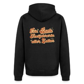 Taxifahrer Pünktlichkeit und Zuverlässigkeit - Unisex Premium Bio Zip Hoodie - Schwarz - Hinten - Nico (187cm)