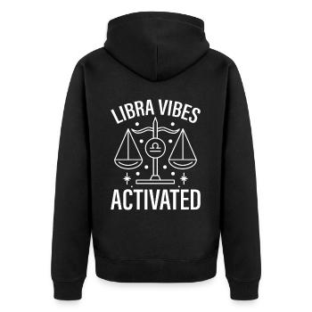 Libra Vibes Activated Funny Horoscope Zodiac Sign - Unisex Premium Bio Zip Hoodie - Schwarz - Hinten - Nico (187cm)
