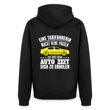 Taxifahrer Sauberes und gepflegtes Fahrzeug - Unisex Premium Bio Zip Hoodie - Schwarz - Hinten - Nico (187cm)