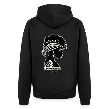 I am not afraid of African culture nature - Unisex Premium Organic Zip Hoodie - black - Back - Nico (187cm)