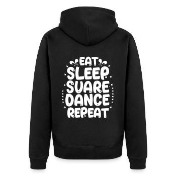 Eat Sleep Square Dance Repeaat - Unisex Premium Bio Zip Hoodie - Schwarz - Hinten - Nico (187cm)