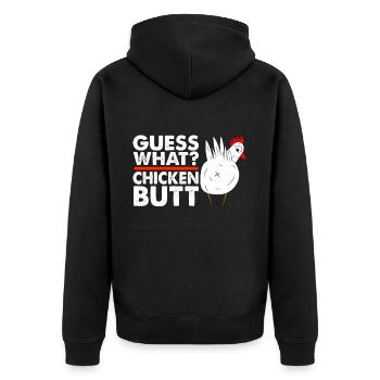 Drôle Devinez quoi ? Cul de poulet ! - Veste à capuche bio Premium Unisexe - noir - Dos - Nico (187cm)
