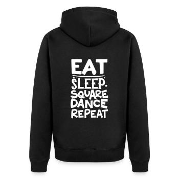 Eat Sleep Square Dance Repeat - Unisex Premium Bio Zip Hoodie - Schwarz - Hinten - Nico (187cm)