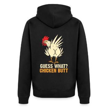 Drôle Devinez quoi ? Cul de poulet ! - Veste à capuche bio Premium Unisexe - noir - Dos - Nico (187cm)