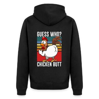 Drôle Devinez quoi ? Cul de poulet ! - Veste à capuche bio Premium Unisexe - noir - Dos - Nico (187cm)