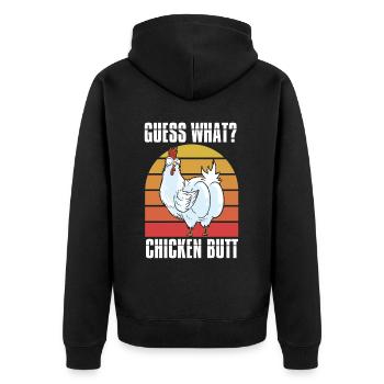 Drôle Devinez quoi ? Cul de poulet ! - Veste à capuche bio Premium Unisexe - noir - Dos - Nico (187cm)